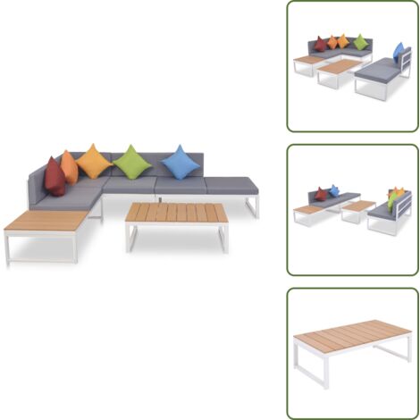 WPC - vidaXL Set Divani da Giardino 4 pz con Cuscini in Alluminio e WPC - Cuscini
