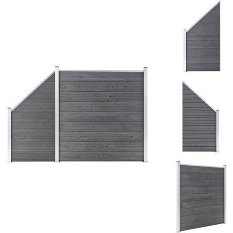 WPC Zaun-Set 1 Quadrat + 1 Schräge 273x186 cm Grau - Holz-Zaun - WPC-Zaun - Gartenzaun - Privacy Screen - Sicherheitszaun