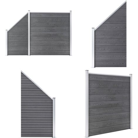 WPC Zaun-Set 1 Quadrat + 1 Schräge 273x186 cm Grau - Holz-Zaun - WPC-Zaun - Gartenzaun - Privacy Screen - Sicherheitszaun - Home & Living