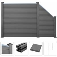 WPC Zaun-Set 1 Quadrat + 1 Schräge 277 x 187 cm Grau