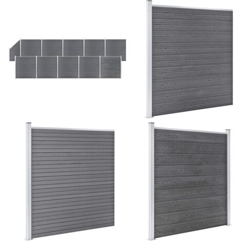WPC Zaun-Set 10 Quadrate + 1 Schräge 1830x186 cm Grau - Holz Zaun - Gartenzaun - WPC Zaun - Privacy Screen - Terrasse Zaun - Home & Living