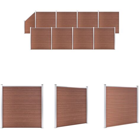 WPC Zaun-Set 8 Quadrate + 1 Schrge 1484x186 cm Braun