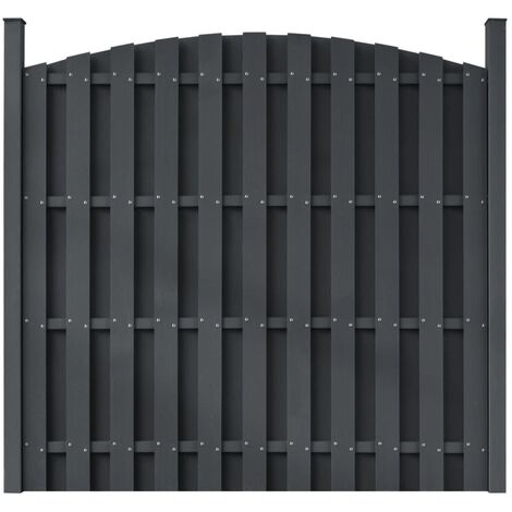 WPC-Zaunelement mit 2 Pfosten 180x(165-180) cm Gebogen Grau