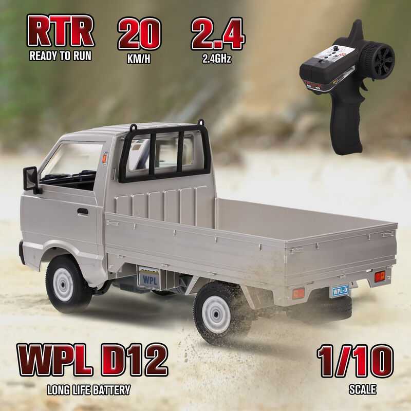 

WPL D12 RC Truck 2.4Ghz RC Car 1/10 RC Toy RTR Car Gift para adultos Ninos Ninos Motor central Unidad trasera 2 Bateria incluida, 2 baterias