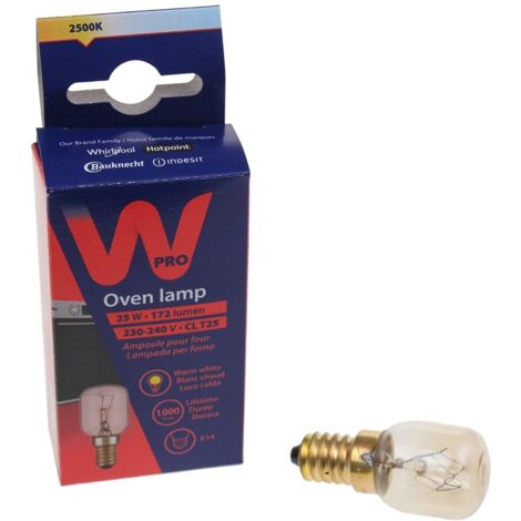 Wpro - backofenlampe t25 230v-240v 25w e14s messing c - c00863215 - 8053190526579