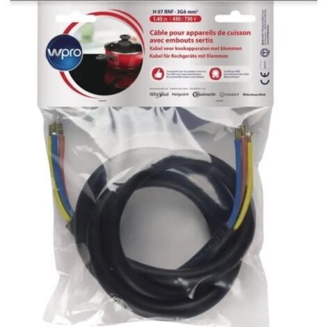 Wpro - cab360/1,-cable de conexión a tierra 3 x 6 mm², 1,45 m - 484010678187 - 8015250663020