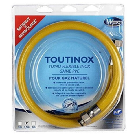 WPRO Flexible de gaz TOUTINOX : gaz naturel, longueur 1,5m, sans date limite