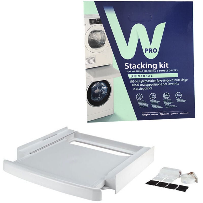Kit de Superposition Lave linge & Sèche linge avec Tablette Coulissante et Sangle SKS101 - Wpro