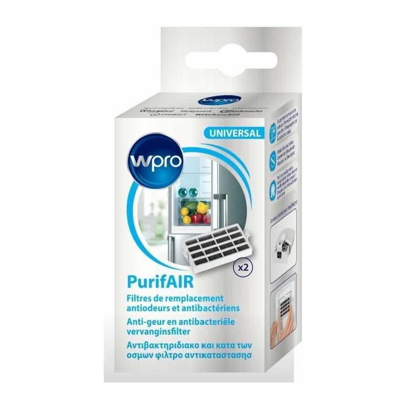 

Wpro PUR101 - PURIFAIR lot de 2 filtres de remplacement anti-odeurs et anti-bactériens pour réfrigérateur et pour suppot PUR100