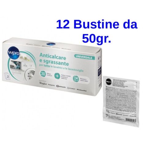 WPRO SGRASSANTE DISINCROSTANTE LAVATRICE LAVASTOVIGLIE 12 BUSTE calcare