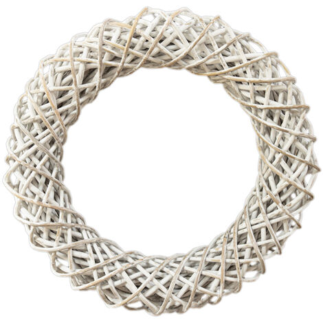 Wreath - Rattan/Wicker - L10 x W40 x H40 cm - White Wash