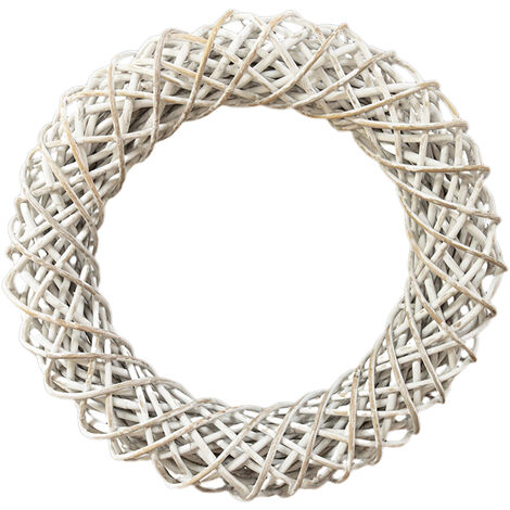 Wreath - Rattan/Wicker - L10 x W50 x H50 cm - White Wash
