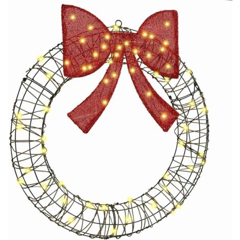 Wreath with 60 LEDs Warm white 75 cm Rattan vidaXL