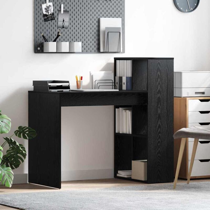 Vidaxl - Desk With Shelf Black Oak 108 X 55 X 103.5 Cm Engineered Wood