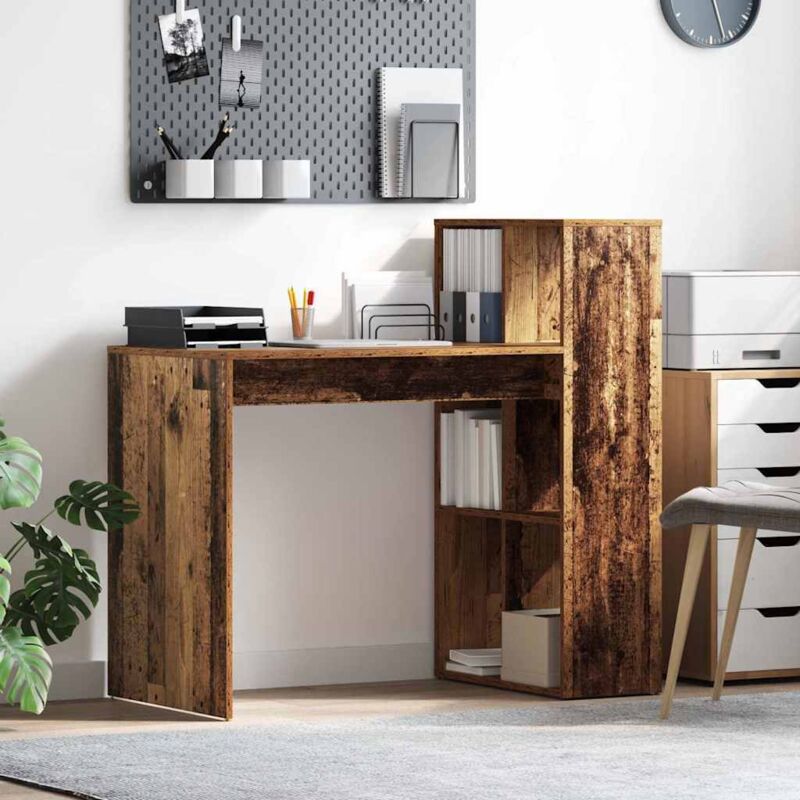 Vidaxl - Desk With Shelf Old Wood 108 X 55 X 103.5 Cm Engineered Wood