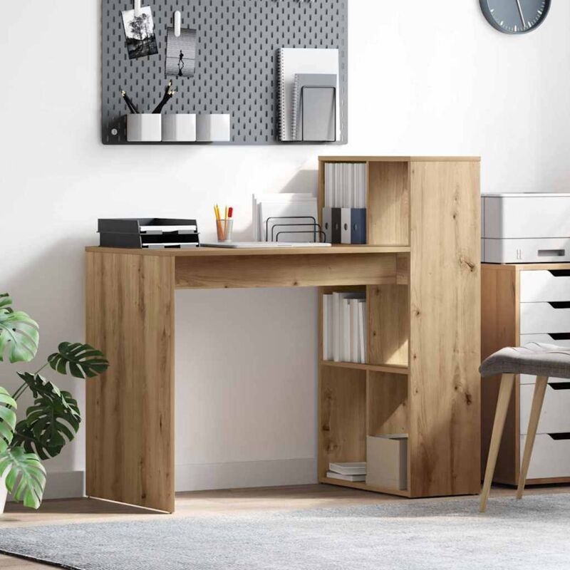 Desk With Shelf Artisan Oak 108 X 55 X 103.5 Cm Engineered Wood Vidaxl
