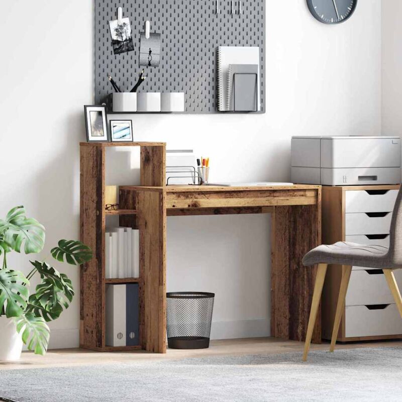 Desk With Shelf Old Wood 100 X 40 X 90 Cm Engineered Wood Vidaxl