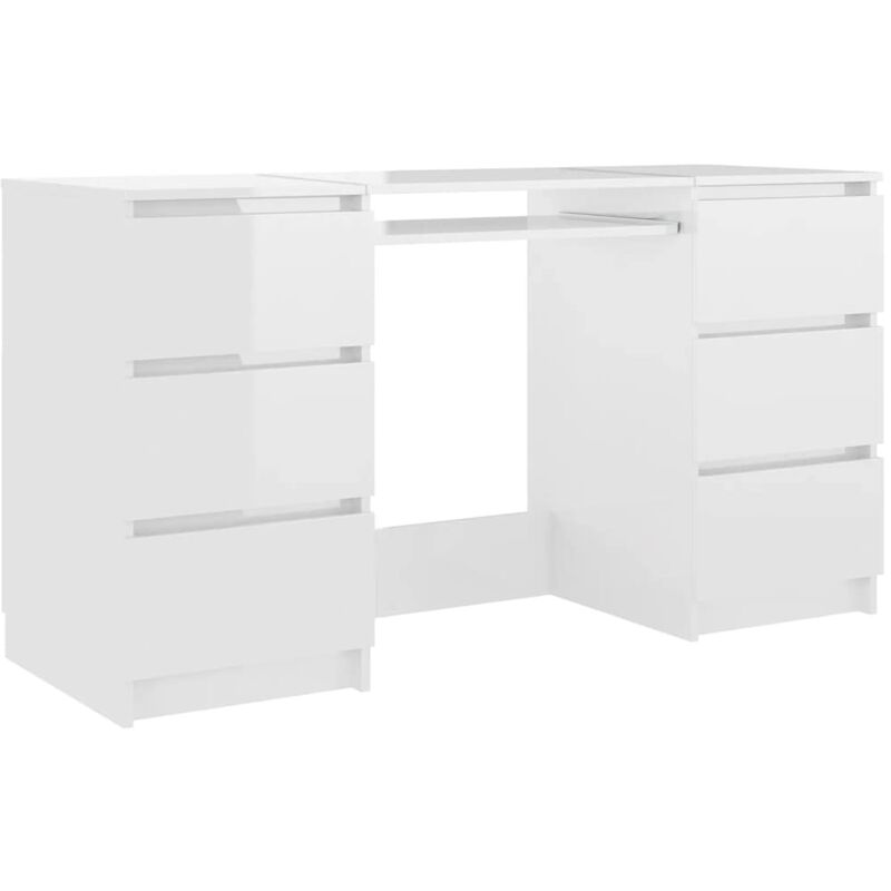 Writing Desk High Gloss White 140x50x77 cm Chipboard - VIDAXL