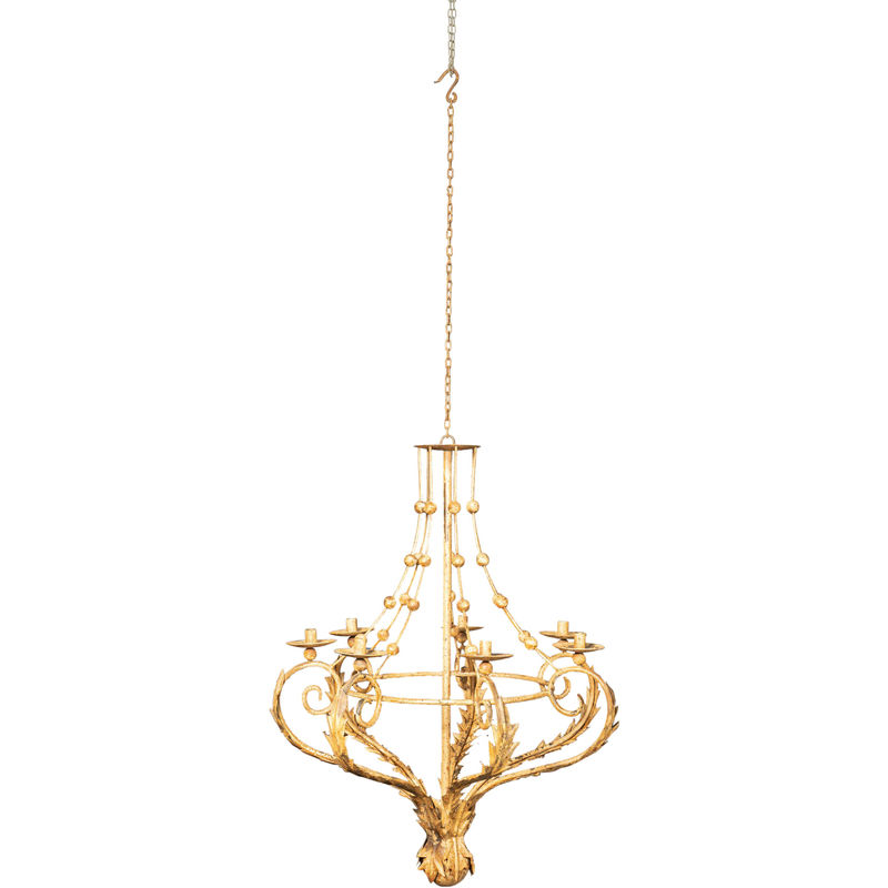 Biscottini - Wrought iron chandelier with antiqued cream finish