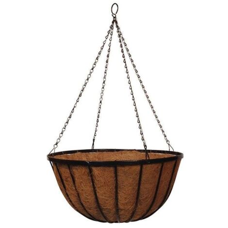 Wrought Iron Hanging Basket with Coco Liner - 14" Basket