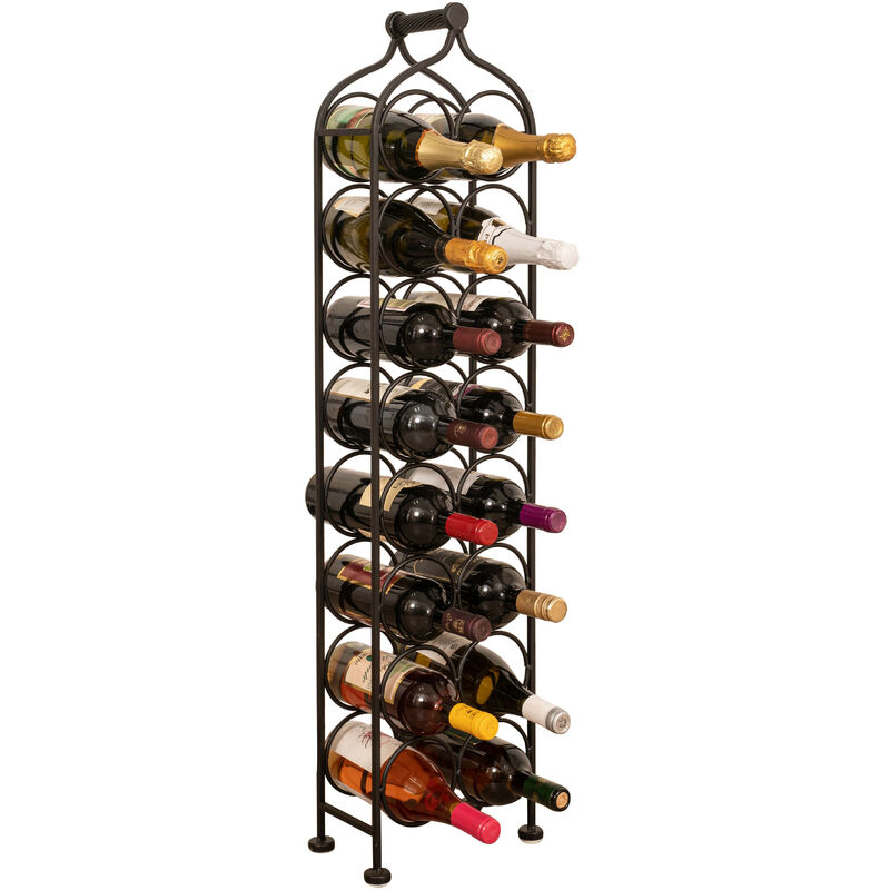 Biscottini - Wrought iron wine bottle holder sparkling wine bottle holder 105x25 cm floor standing wine display for 16 bottles Wine shop