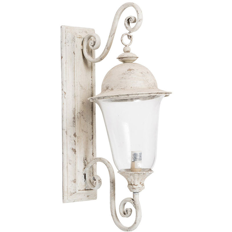 Wrought iron made antiqued white finish electrified wall lamp W28xDP20xH54,5 cm sized