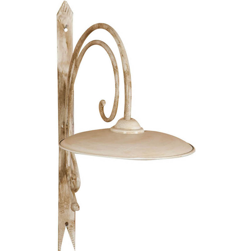 Biscottini - Wrought iron made antiqued white finish W26xDP55xH63 cm sized electrified wall applique lamp