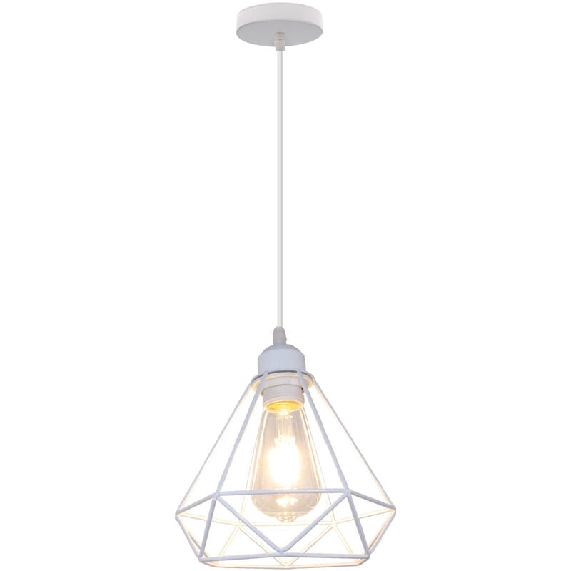 Wottes - Wrought iron pendant lamp interior lighting industrial pendant lamp E27 living room bedroom White - Bianco