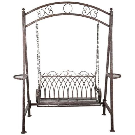 Wrought iron swing Iron bench 2-seater garden rocking chair Outdoor sofa 198x100x220 cm Garden armchair Wrought iron deck chair
