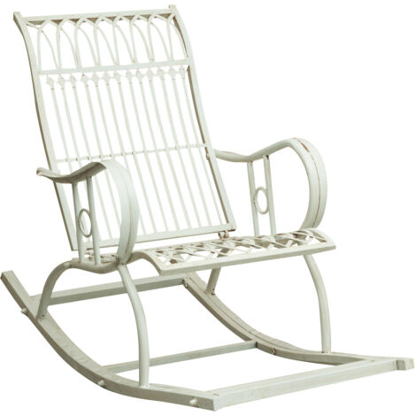 Wrought iron swing Rocking chair with armrests Garden armchair Metal deckchair Outdoor chair 127x64x90 cm