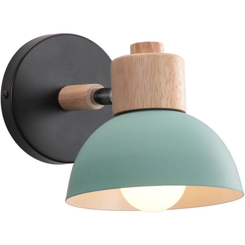 Modern Simple Wall Lamp Wooden Metal Wall Sconces Rotatable Wall Light E27 - Green