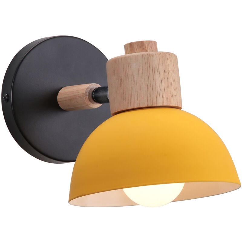 Modern Simple Wall Lamp Wooden Metal Wall Sconces Rotatable Wall Light E27 - Yellow