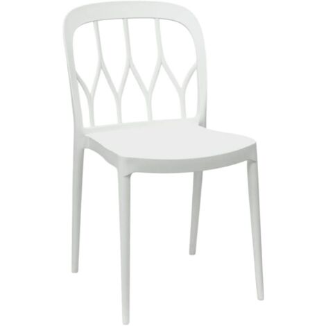 Ws Design – Chaise Monaco empilable en polypropylène blanc – Résistante aux intempéries – Confortable pour cuisine et restaurant – Dimensions 81x42x46cm