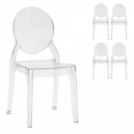 Ws Design – Lot de 4 chaises empilables en polycarbonate transparent – Design minimaliste pour cuisine, bar et restaurant – Hauteur 90 cm, largeur 44 cm