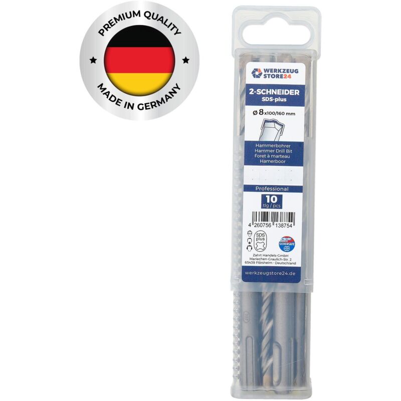 Ws24 - 10x SDS-Plus Forets marteau pro ø 8 x 160 / 100 mm 100421