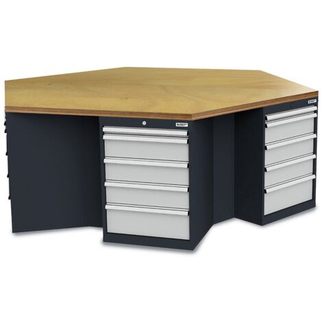 WS24 6-Eck-Werkbank B x T x H 2.500 x 2165 x 860 - WS24-100147