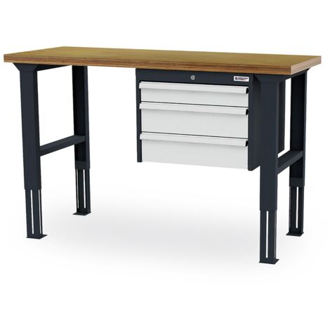 WS24 Arbeitstisch höhenverstellbar Schubladen: 1 x 100 2 x 150 B x T x H 1.500 x 600 x 760-1060 mm - WS24-100406