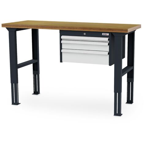 WS24 Arbeitstisch höhenverstellbar Schubladen: 1 x 50 1 x 100 1 x 150 B x T x H 1.500 x 600 x 760-1060 mm - WS24-100404