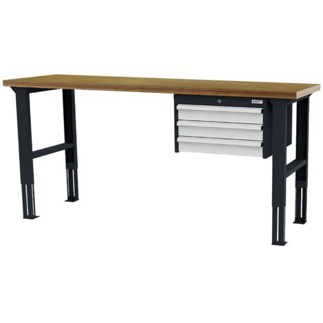 WS24 Arbeitstisch höhenverstellbar Schubladen: 3 x 100 B x T x H 2.000 x 600 x 760-1060 mm - WS24-100403