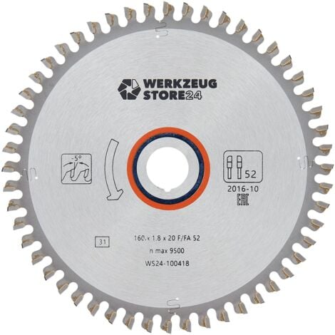 WS24 HM-Kreissägeblatt Aluminium 160 x 1,8 x 20 TF 52 - WS24-100418