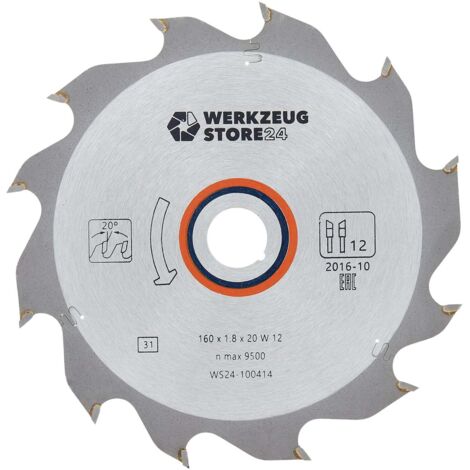 WS24 HM-Kreissägeblatt Holz 160 x 1,8 x 20 WZ 12 - WS24-100414