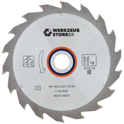 WS24 HM Kreissägeblatt Holz 160 x 2,2 x 20  WZ 18 - WS24-100078