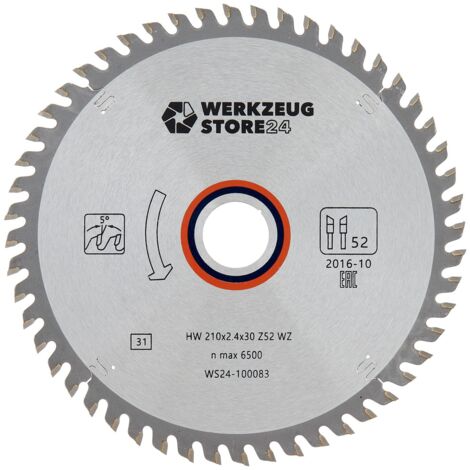WS24 HM Kreissägeblatt Holz 210 x 2,4 x 30 WZ 52 - WS24-100083