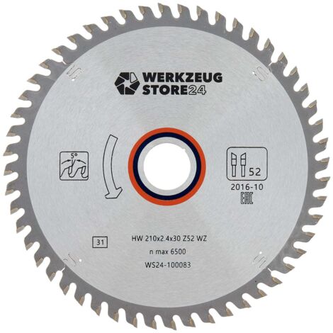 WS24 Lame de scie circulaire HM pour le bois 210 x 2,4 x 30 WZ 52 - WS24-100083