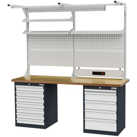 WS24 Reihenwerkbank mit Werkbankaufbau B x T x H 2.000 x 2110 mm - WS24-100214