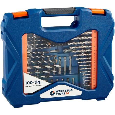 WS24 TIN-Bohrer und Bit-Set 100 tlg. in Kunststoffkoffer - WS24-100098
