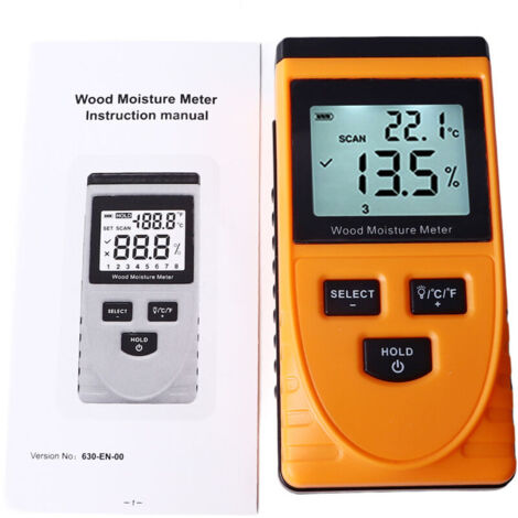 WT630 Wood Moisture Meter, Multi-function Digital Induction Detector without Pin, 8-Level Adjustment, Non-Destructive