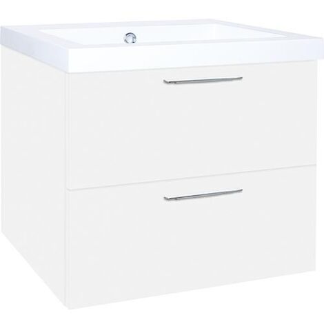WTU+Fonte minérale EKRY blanc brillant 2 tiroirs 610x550x510mm