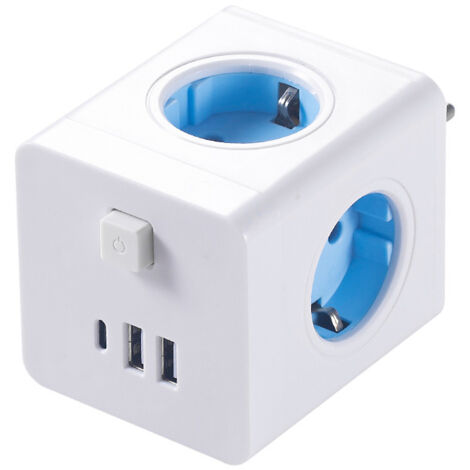 Würfelförmiger Netzadapter, Standard-Eurostecker, 1 bis 4 USB- und Typ-C-Anschlüsse, kabellose Reisesteckdose, multifunktionale Ladebuchse