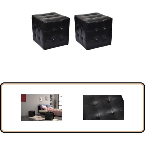 Würfelhocker Schwarz - Würfelhocker - Sitzhocker - Kunstleder - Schwarz - Wohnzimmer Dekoration